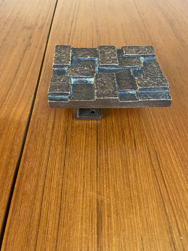Architectural Push and Pull Door Handle in Bronze with Cubist Relief