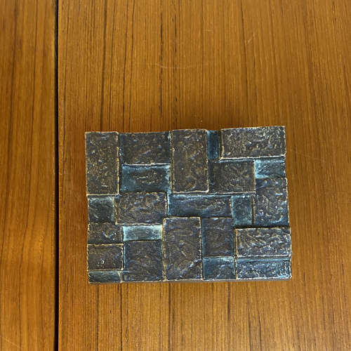 Architectural Push and Pull Door Handle in Bronze with Cubist Relief
