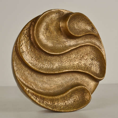 Round Push and Pull Door Handle in Bronze with Curvaceous Relief