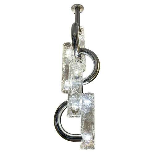 Rare Chandelier by Aldo Nason for Mazzega in Chrome and Murano Glass
