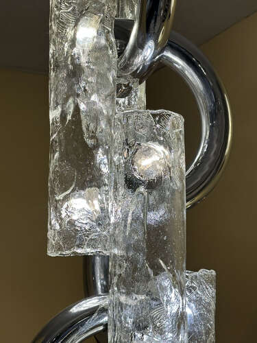 Rare Chandelier by Aldo Nason for Mazzega in Chrome and Murano Glass