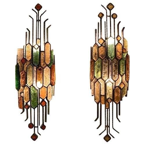 Pair of Poliarte Wall Lights by Albano Poli Murano in Multi Colour