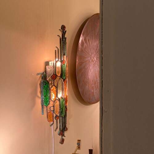 Pair of Poliarte Wall Lights by Albano Poli Murano in Multi Colour