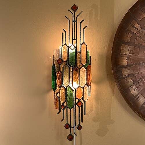 Pair of Poliarte Wall Lights by Albano Poli Murano in Multi Colour