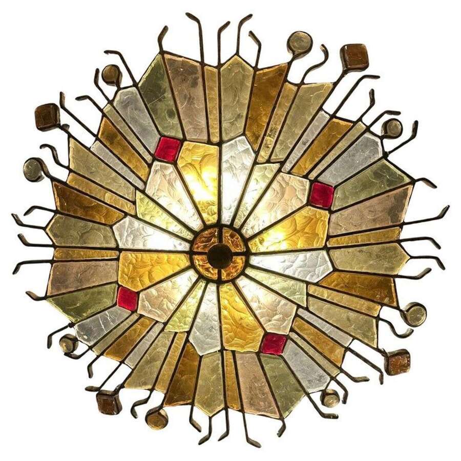 Large Poliarte Ceiling Lamp by Albano Poli Italy 1970s in Muti Colour