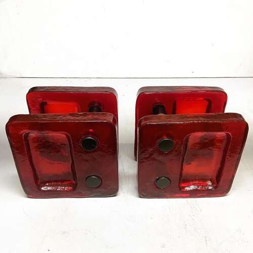 Red Glass Door Handle Pair for Push & Pull Double