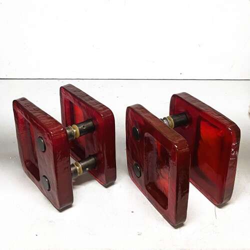 Red Glass Door Handle Pair for Push & Pull Double