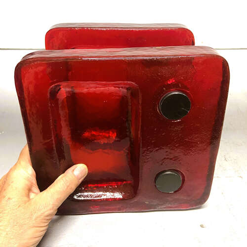 Red Glass Door Handle Pair for Push & Pull Double