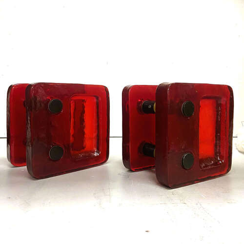 Red Glass Door Handle Pair for Push & Pull Double