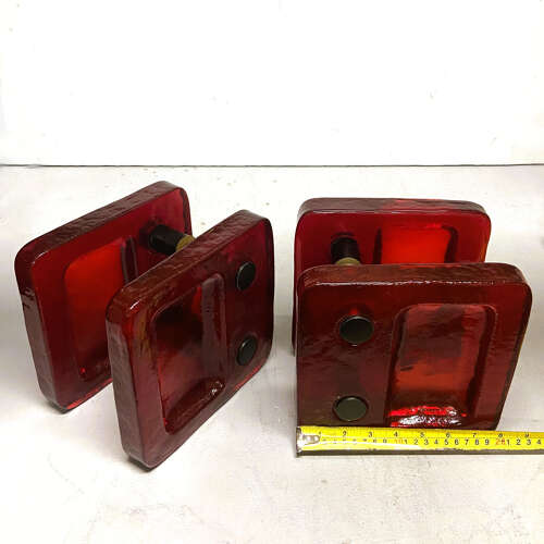 Red Glass Door Handle Pair for Push & Pull Double