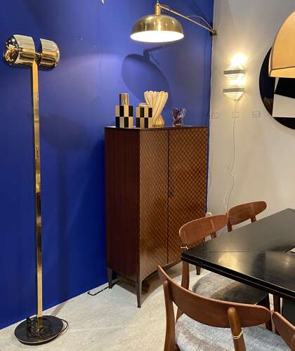 Pairs of Minimal Brass Floor Lamp with Articulated Swivel Shades