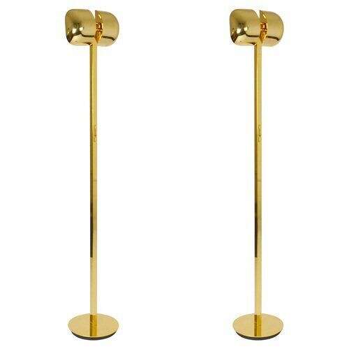 Pairs of Minimal Brass Floor Lamp with Articulated Swivel Shades