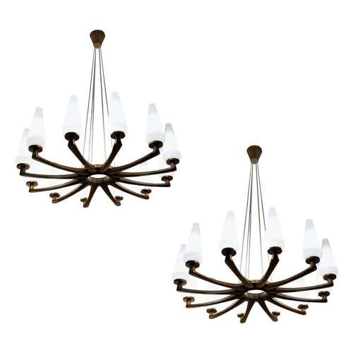 Pair of 1950s Chandeliers by Uno & Östen Kristiansson for Vittsjö Sweden