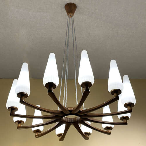 Pair of 1950s Chandeliers by Uno & Östen Kristiansson for Vittsjö Sweden