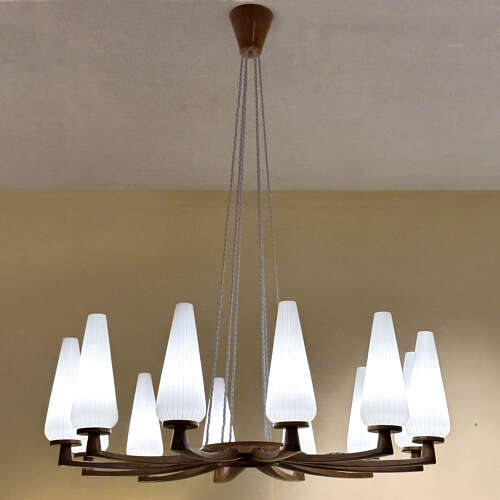Pair of 1950s Chandeliers by Uno & Östen Kristiansson for Vittsjö Sweden