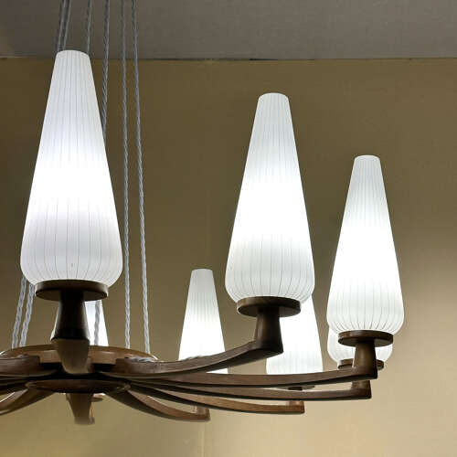 Pair of 1950s Chandeliers by Uno & Östen Kristiansson for Vittsjö Sweden