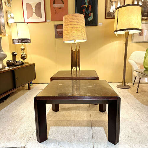Pair of Fossil Stone Coffee Tables by Ronald Schmitt