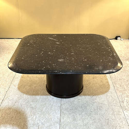 Fossilized Stone Coffee by Table Heinz Lilienthal with Round Wooden Base