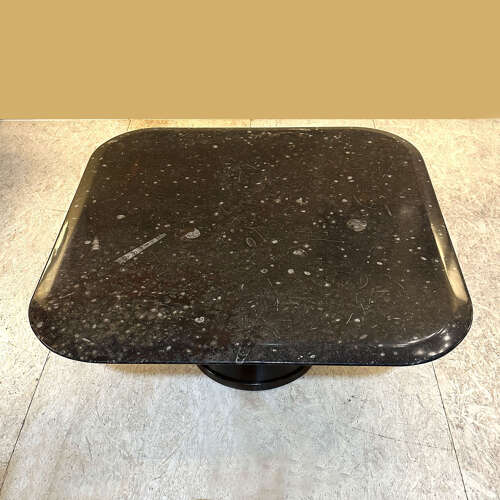 Fossilized Stone Coffee by Table Heinz Lilienthal with Round Wooden Base