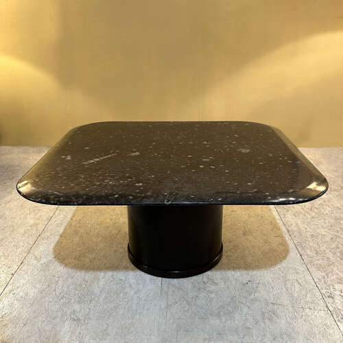Fossilized Stone Coffee by Table Heinz Lilienthal with Round Wooden Base