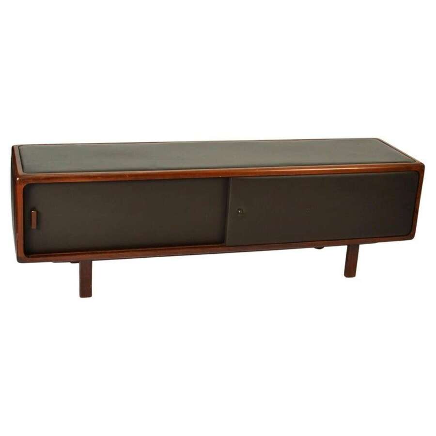 1970s Sideboard in Chocolate Brown Leather and Wood