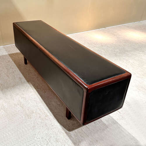 1970s Sideboard in Chocolate Brown Leather and Wood