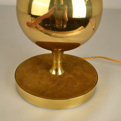 Pair of Parchment Leather Shades Table Lamps on Brass Bases 1970's