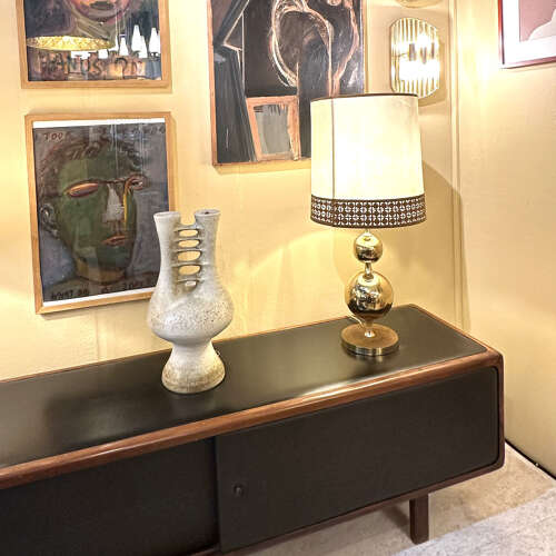 Pair of Parchment Leather Shades Table Lamps on Brass Bases 1970's