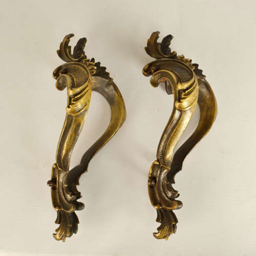 Double Pair of Italian Baroque Push Pull Bronze Door Handles