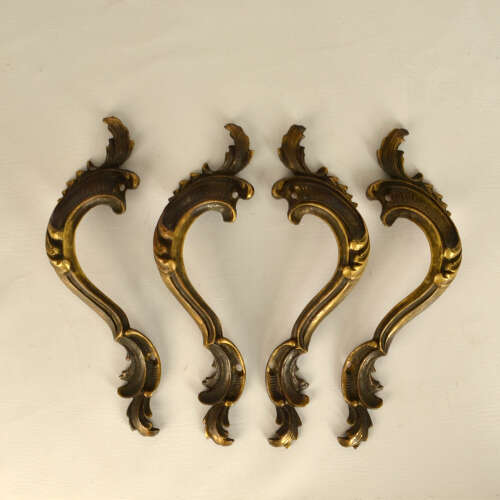 Double Pair of Italian Baroque Push Pull Bronze Door Handles