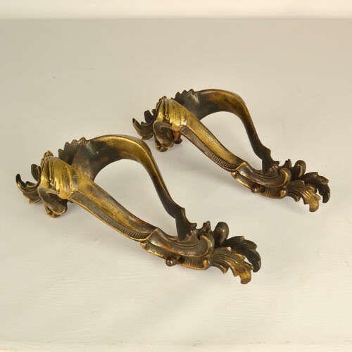 Double Pair of Italian Baroque Push Pull Bronze Door Handles