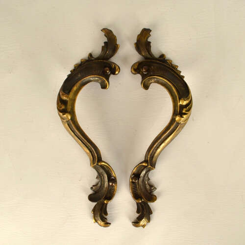 Double Pair of Italian Baroque Push Pull Bronze Door Handles