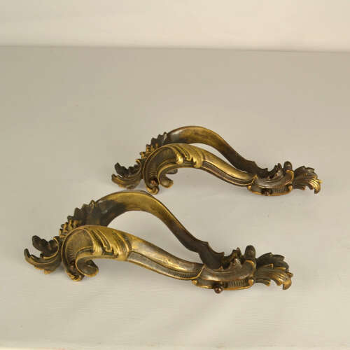 Double Pair of Italian Baroque Push Pull Bronze Door Handles