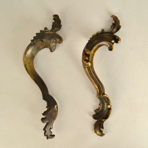 Double Pair of Italian Baroque Push Pull Bronze Door Handles