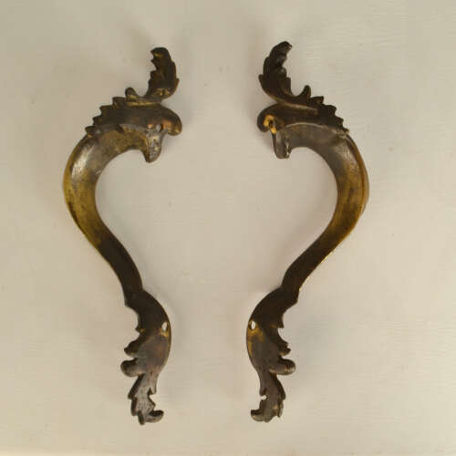 Double Pair of Italian Baroque Push Pull Bronze Door Handles