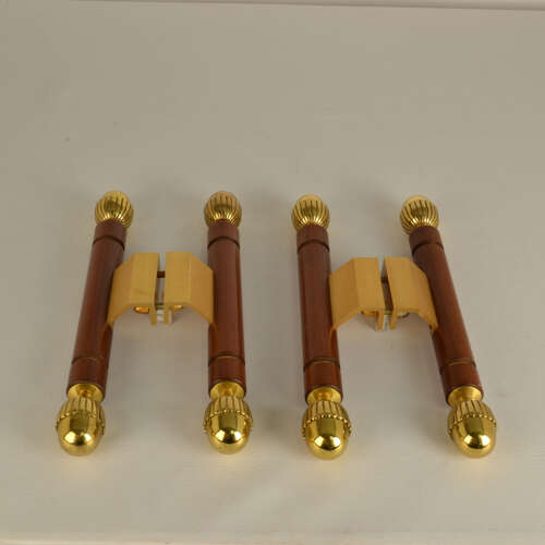 Pair of Classical Push Pull Door Handles in Bronze and Wood