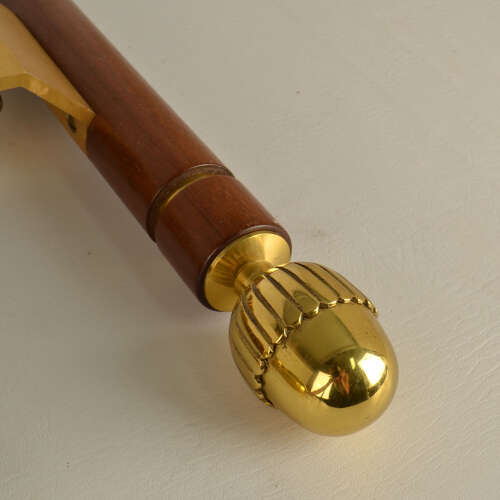 Pair of Classical Push Pull Door Handles in Bronze and Wood