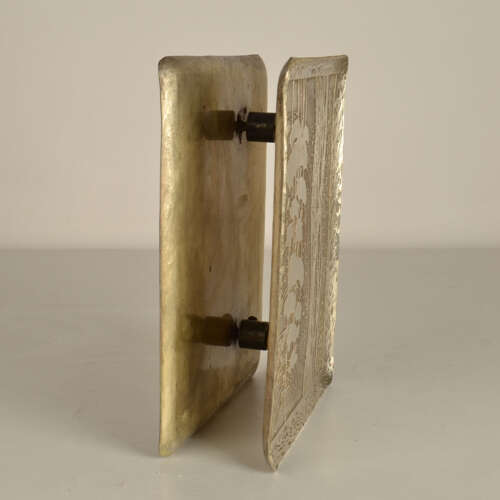 Large Double Door Handles with Etched Silver Plated Texture