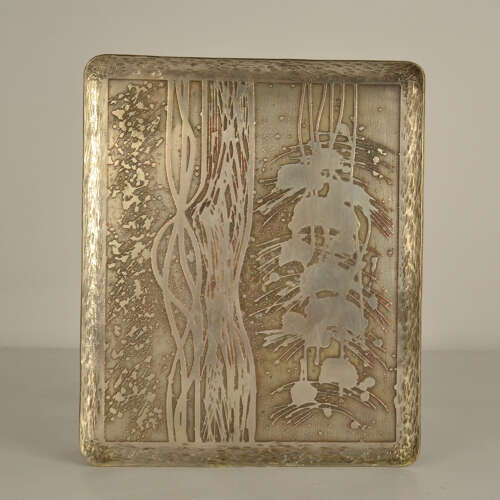 Large Double Door Handles with Etched Silver Plated Texture