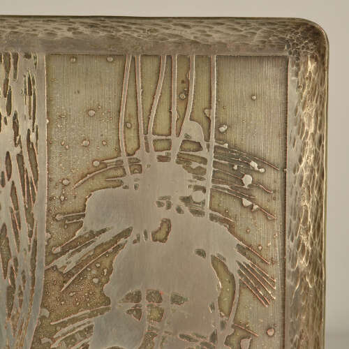 Large Double Door Handles with Etched Silver Plated Texture