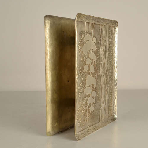 Large Double Door Handles with Etched Silver Plated Texture