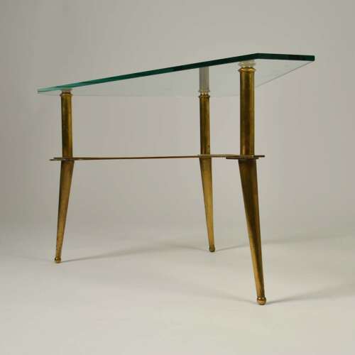 Tripod Italian Brass and Glass 1950s Coffee Table