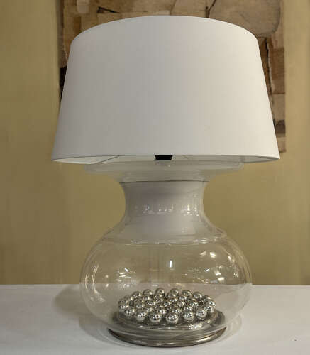 Pair of Large Selenova Murano Table Lamps Italy 1970s