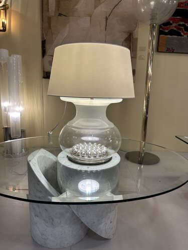 Pair of Large Selenova Murano Table Lamps Italy 1970s