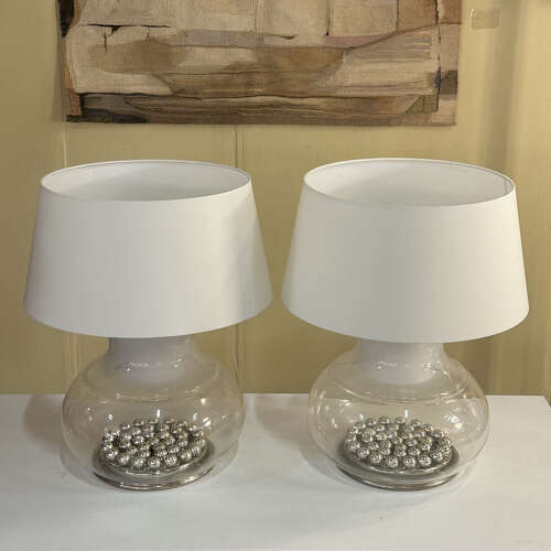 Pair of Large Selenova Murano Table Lamps Italy 1970s