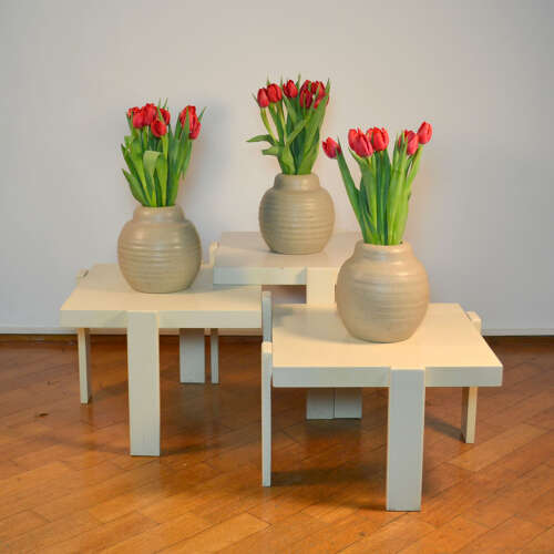 Nesting Tables by Gianfranco Frattini, set of Four in cream wood, 1960 Italy