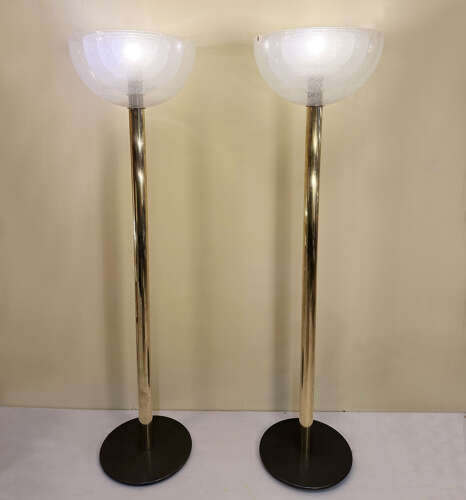 Pair of Carlo Nason LT338 Floor Lamps for Mazzega, Italy 1967