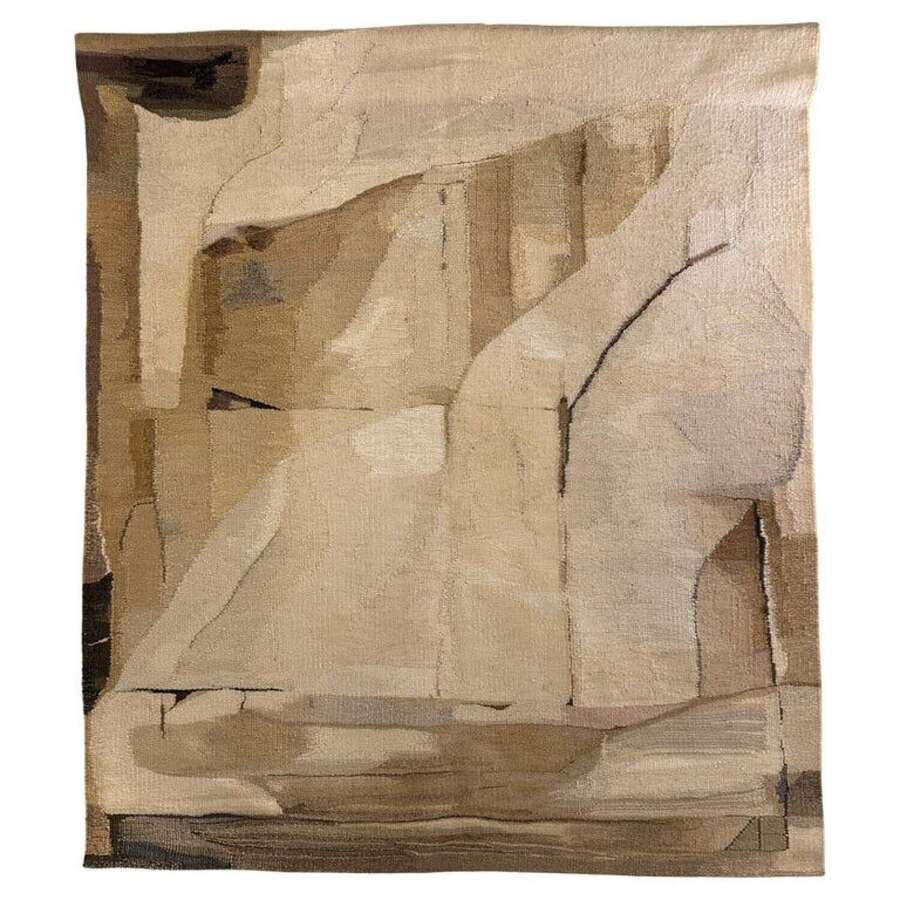 Hand Woven Tapestry Latvian Abstraction of a Sand Stone Landscape