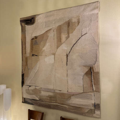 Hand Woven Tapestry Latvian Abstraction of a Sand Stone Landscape