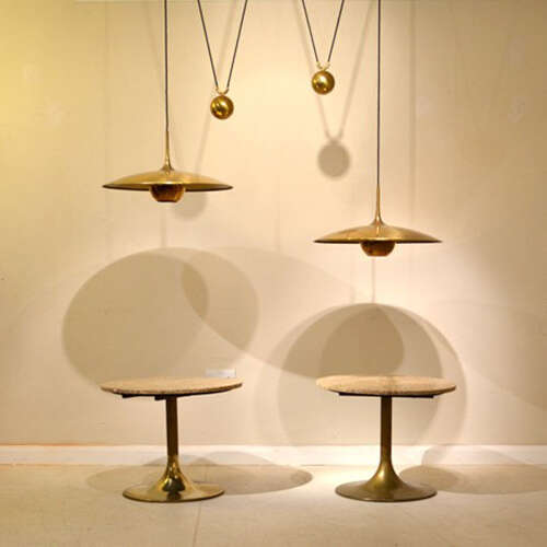Onos 55 Double Counterbalance Lamps in Brass by Florian Schulz